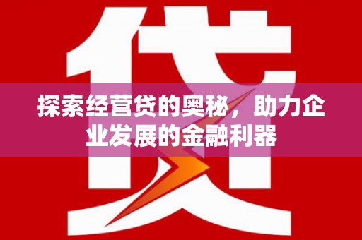 东安探索经营贷的奥秘，助力企业发展的金融利器