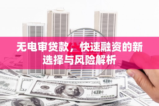 东安无电审贷款，快速融资的新选择与风险解析