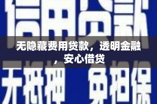 东安无隐藏费用贷款，透明金融，安心借贷