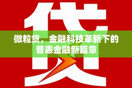 东安微粒贷，金融科技革新下的普惠金融新篇章